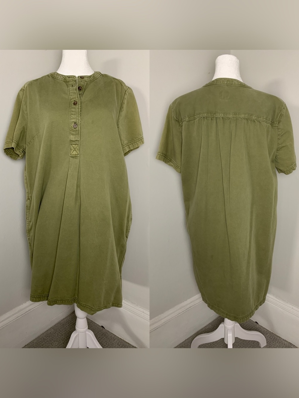 GAP Olive Green Denim Mini Dress size medium